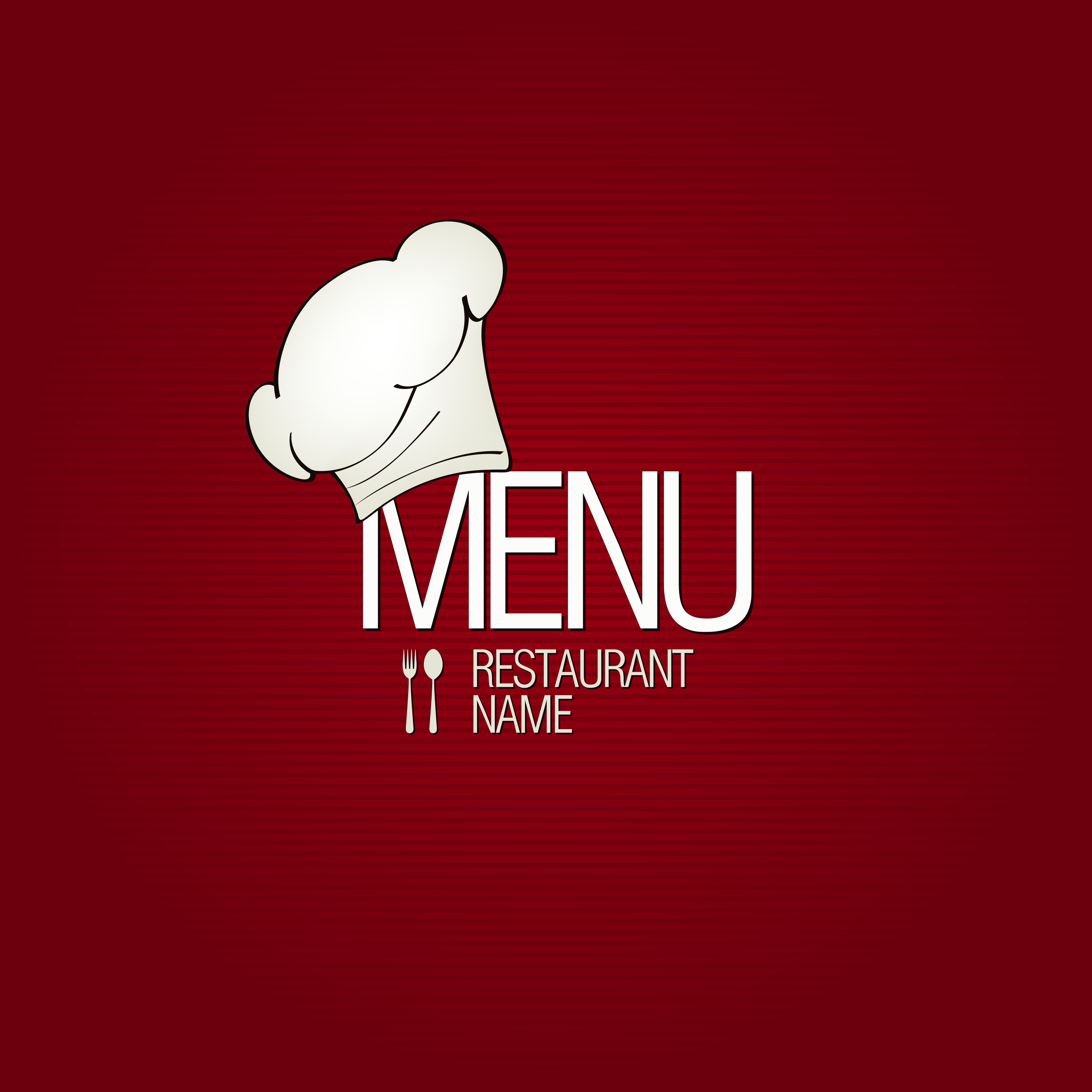 menu cover template flat classic red white decor