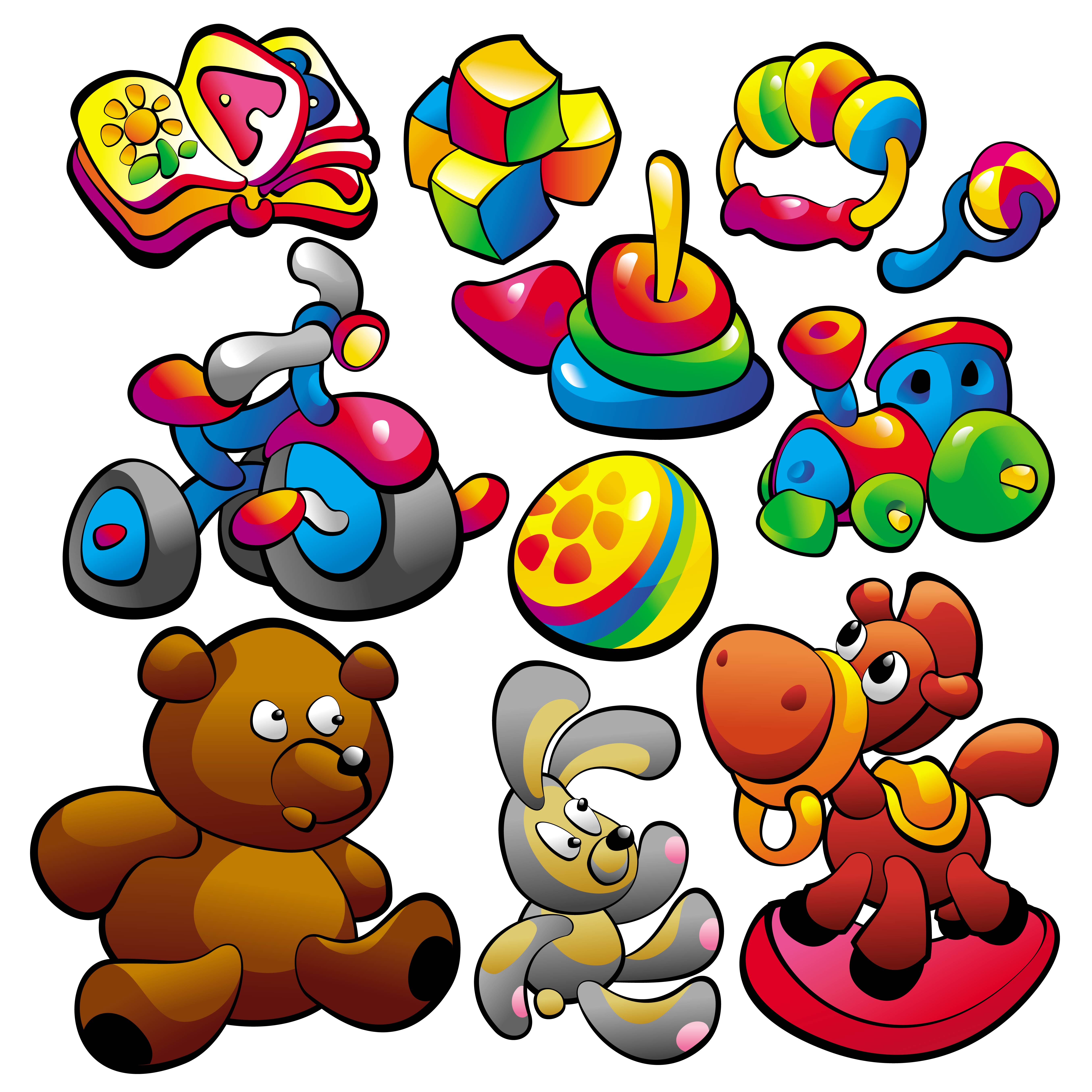 baby toys icons colorful handdrawn sketch