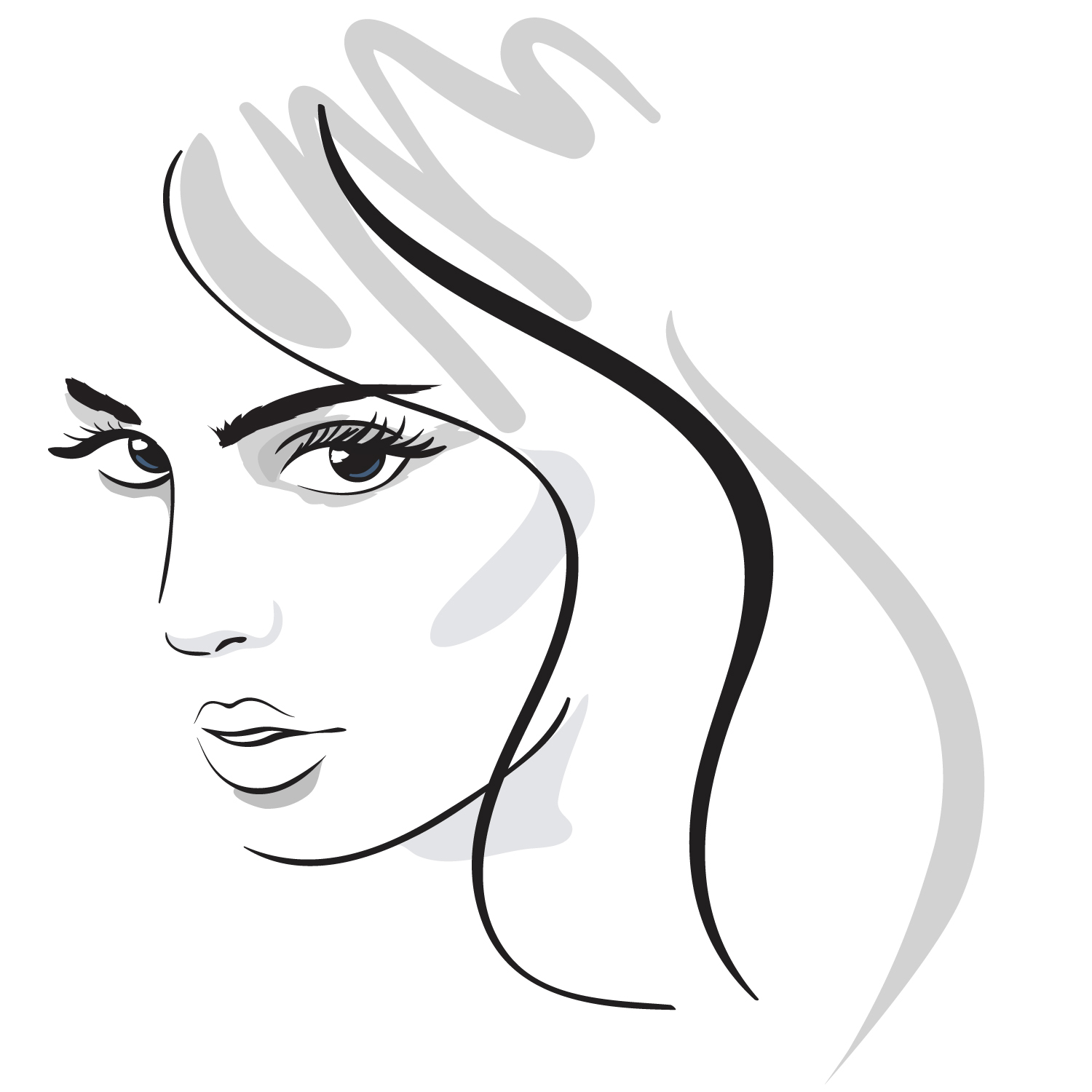 woman portrait background black white handdrawn outline