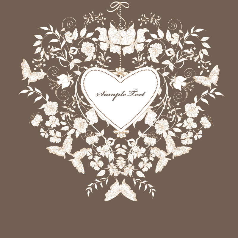 wedding decor template elegant flowers butterflies heart sketch