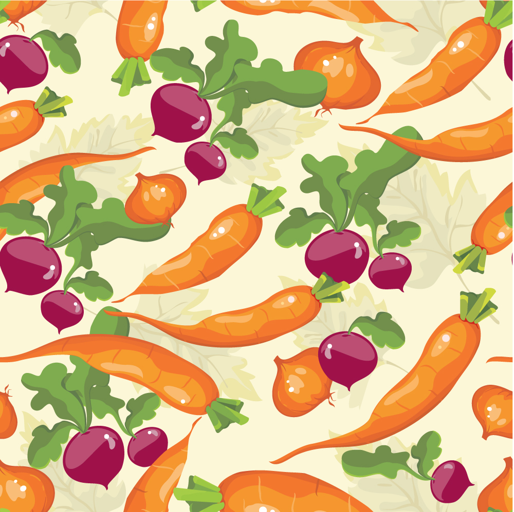 vegetables pattern classical colorful handdrawn carrot beet sketch