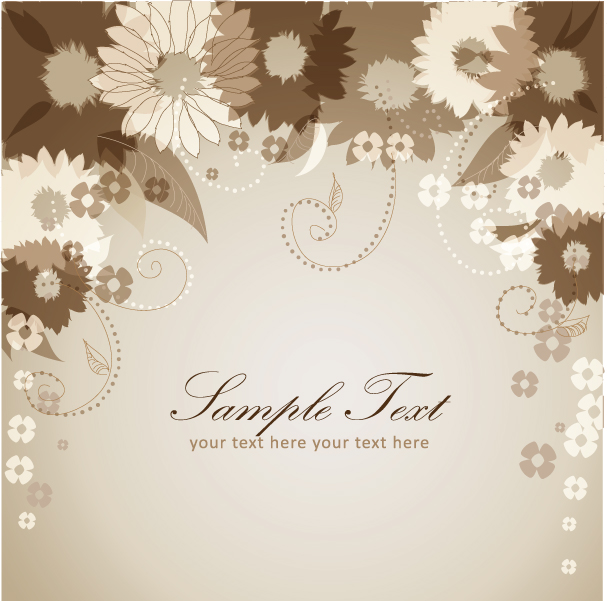 floral card background template elegant classic petals sketch