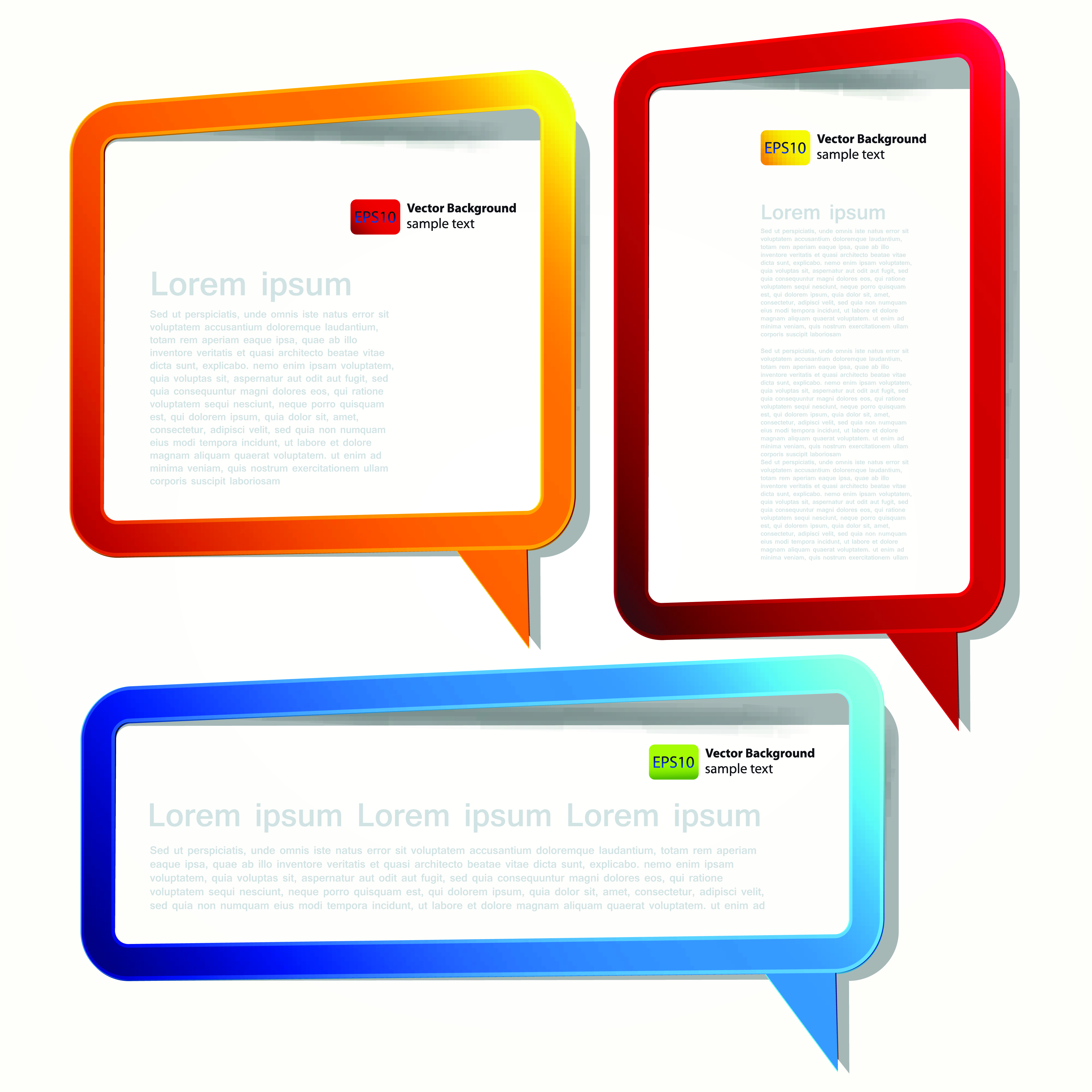 decorative speech bubbles templates colored modern 3d