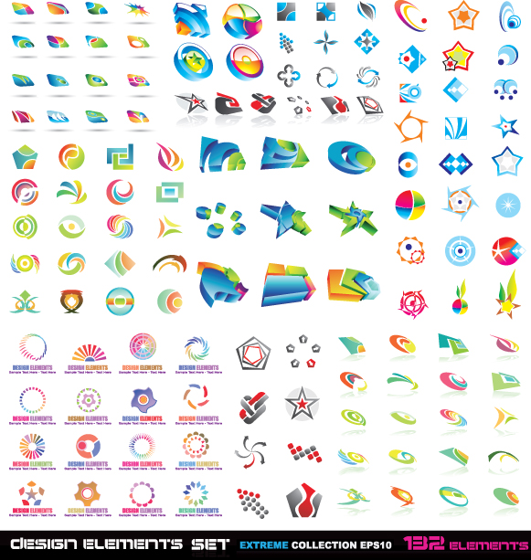 logo signs collection colorful modern shapes sketch