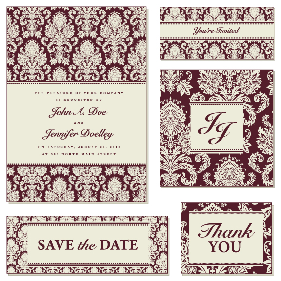 wedding card templates dark elegant classic repeating symmetry