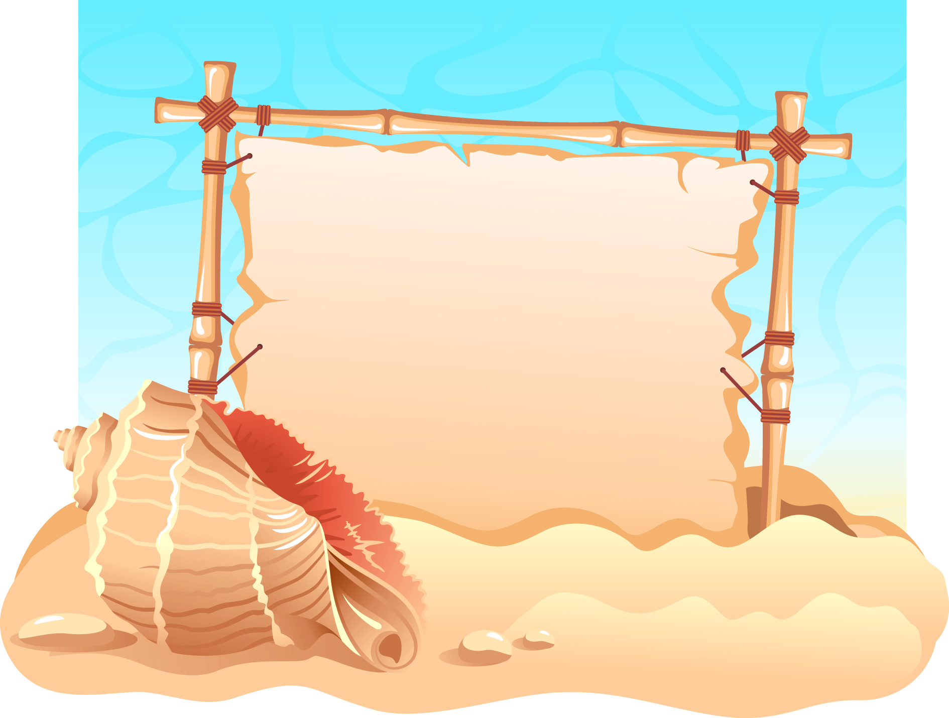 sea background template retro wall seashell sketch