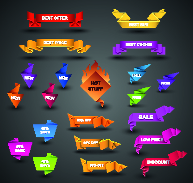 decorative origami templates collection colorful 3d shapes