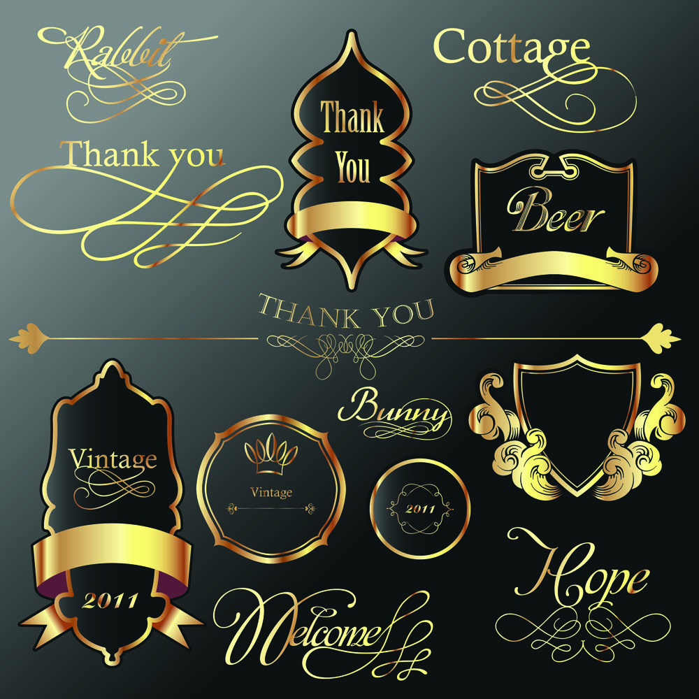 decorative elements templates classic luxury golden black shapes