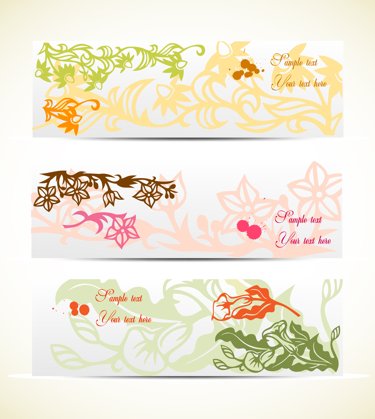 decorative background templates flat handdrawn nature elements