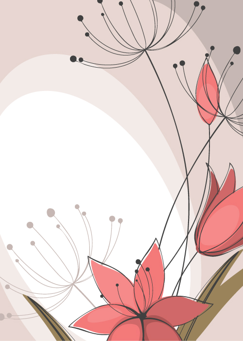 flower background flat classical handdrawn outline