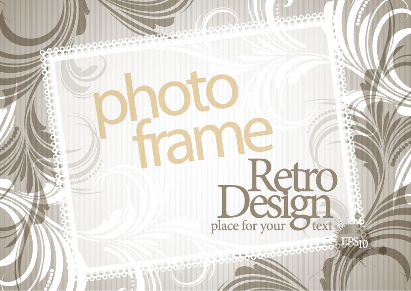 photo frame background template retro design floral decor