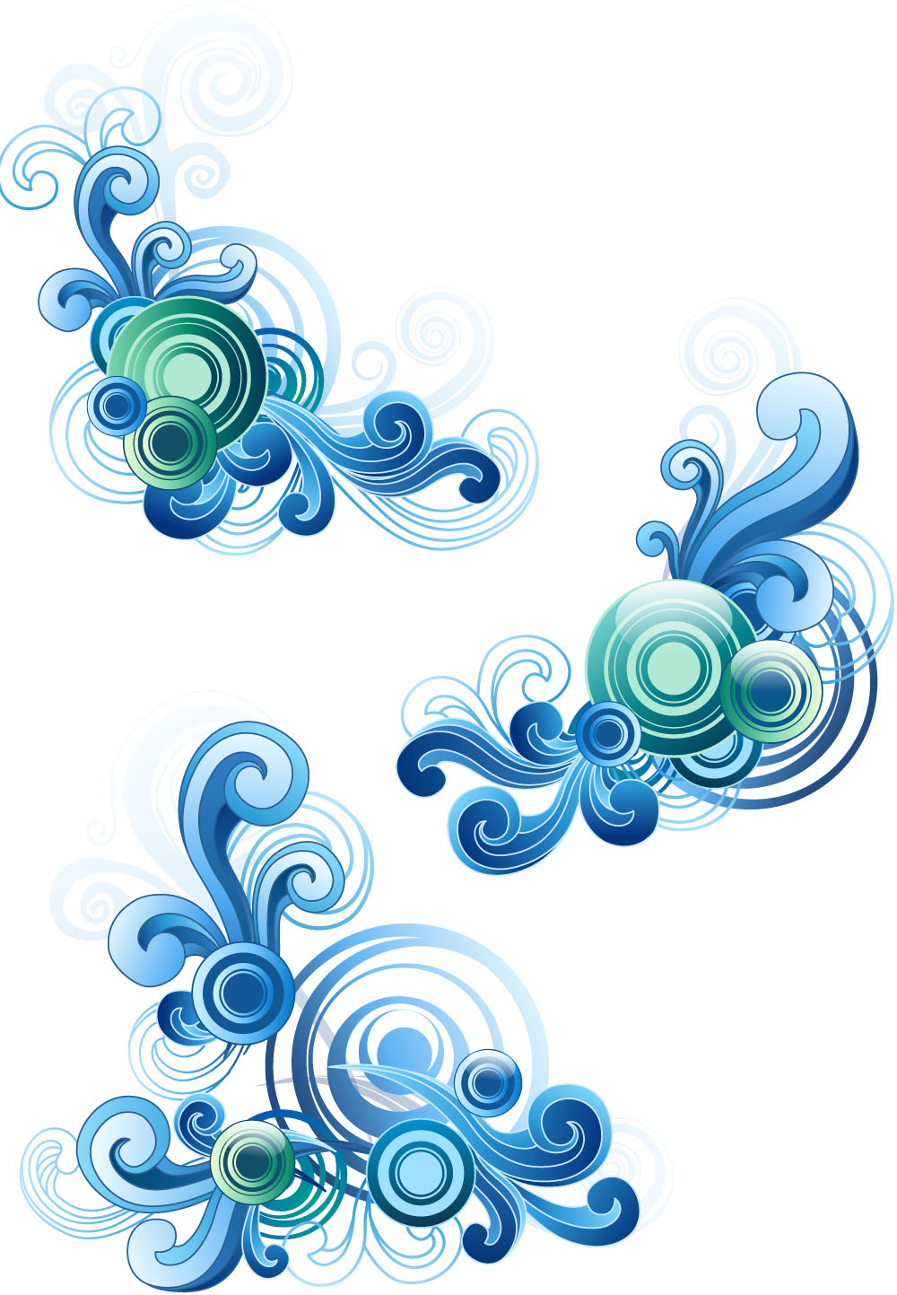 decorative waves elements modern colored symmetric curves