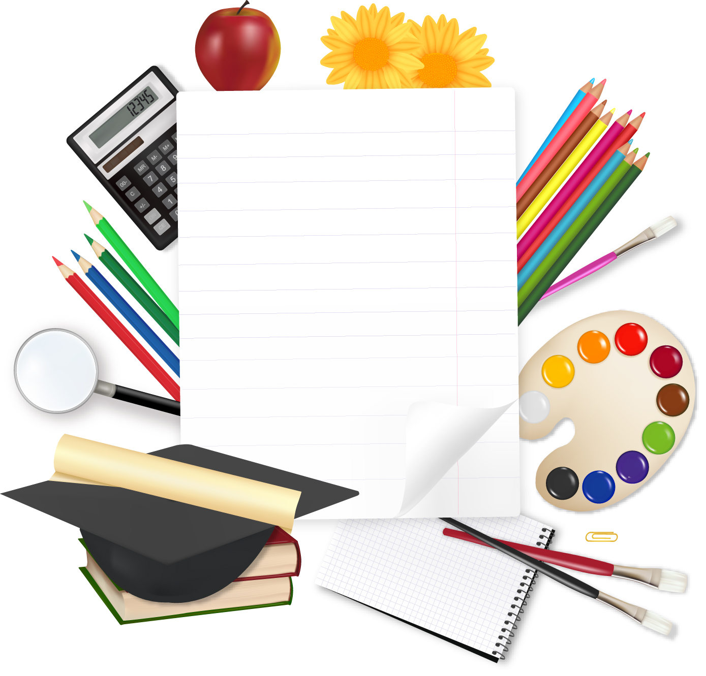 education background colorful modern tools sketch