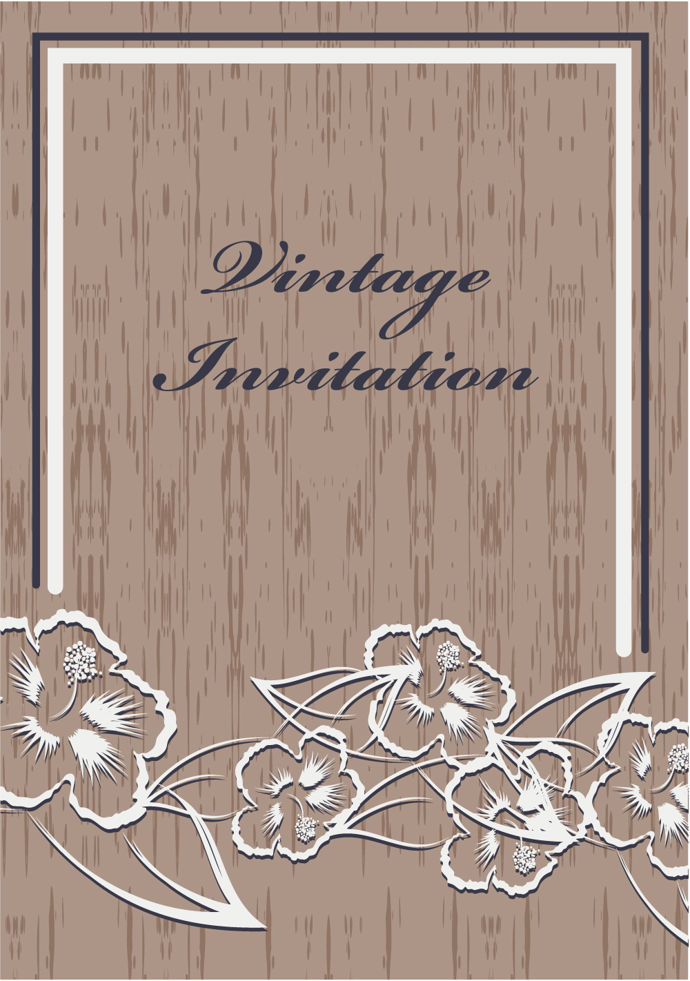 wedding card cover template elegant retro flower decor