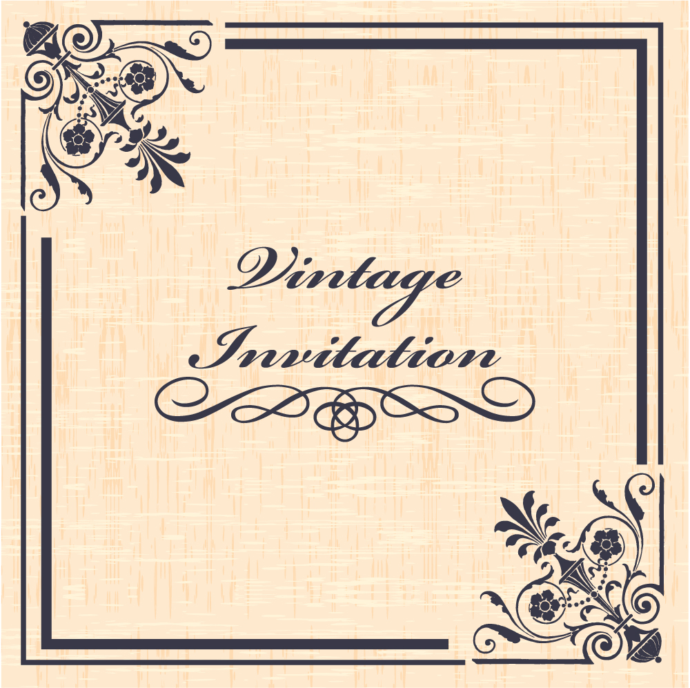 invitation card template elegant vintage symmetric decor