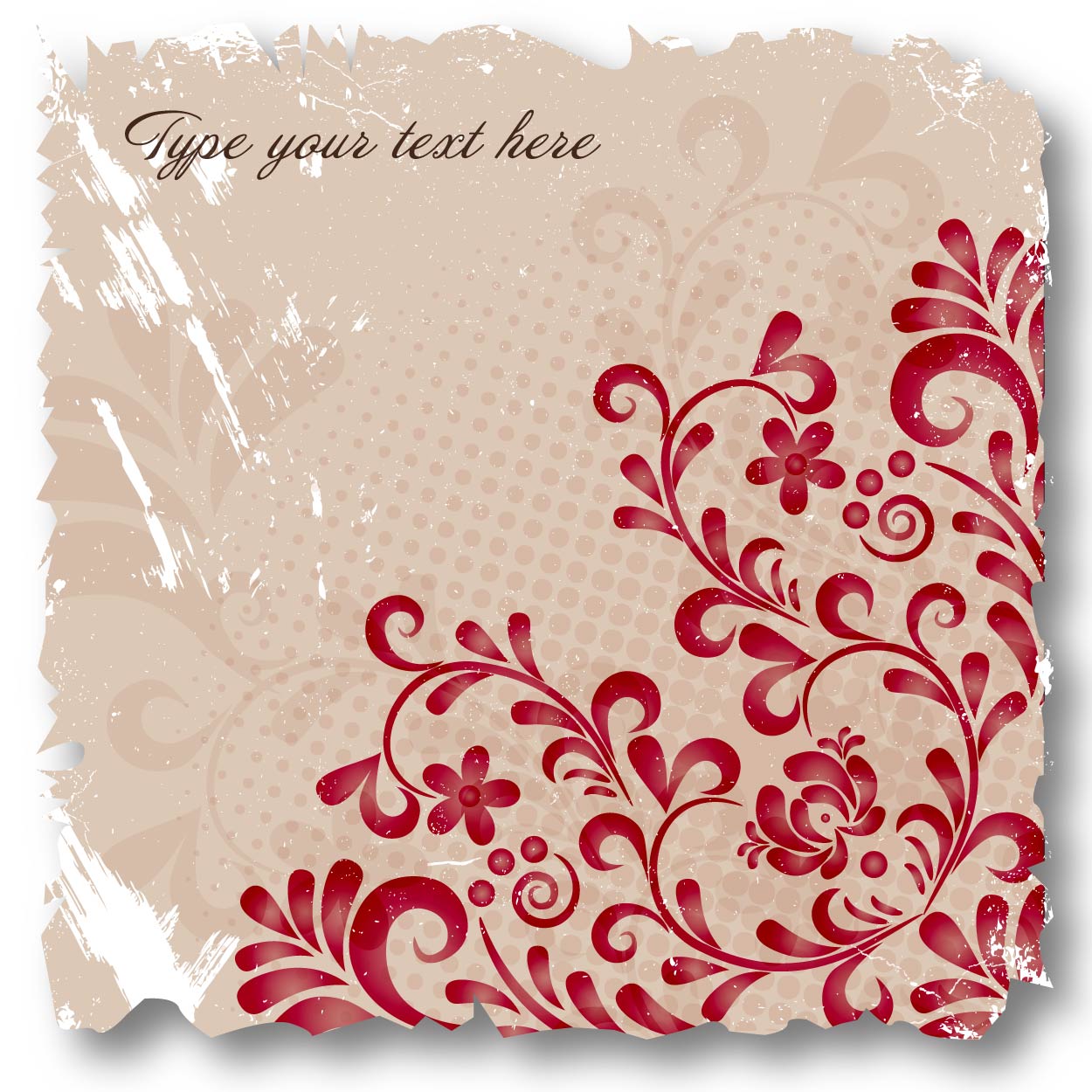 floral card background template flat retro grunge decor