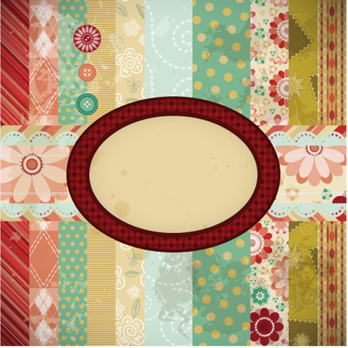 card background template grunge retro floral decor