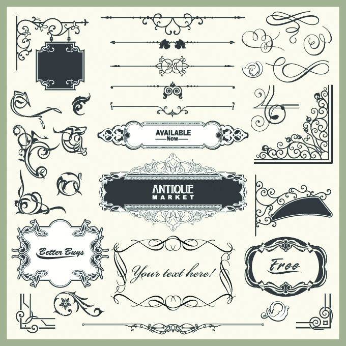 document decorative elements elegant retro shapes