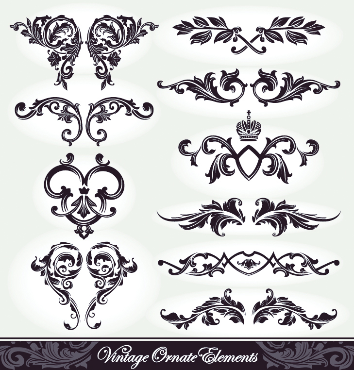 document decor elements elegant symmetrical shapes