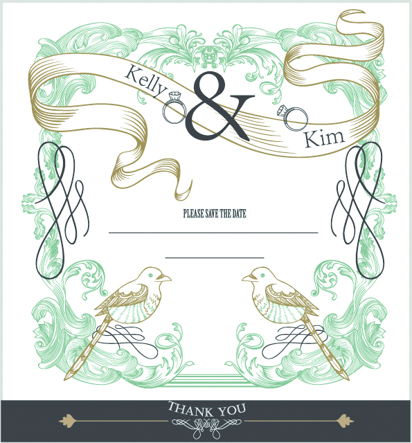 wedding background template elegant classic ribbon birds decor