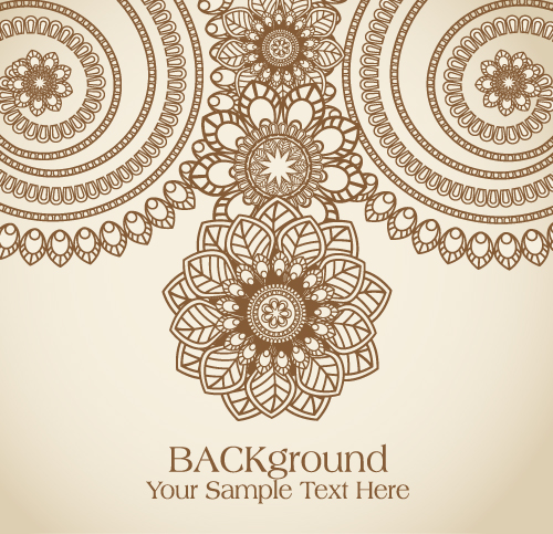 decorative traditional background template retro symmetric floral design