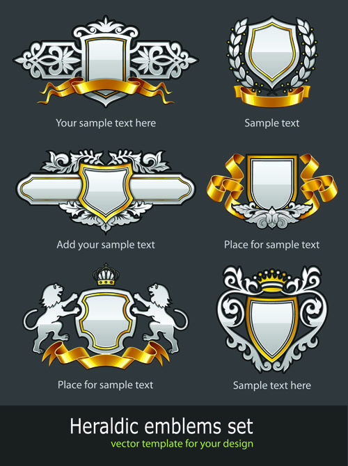 heraldic decor elements templates luxury elegant retro shapes