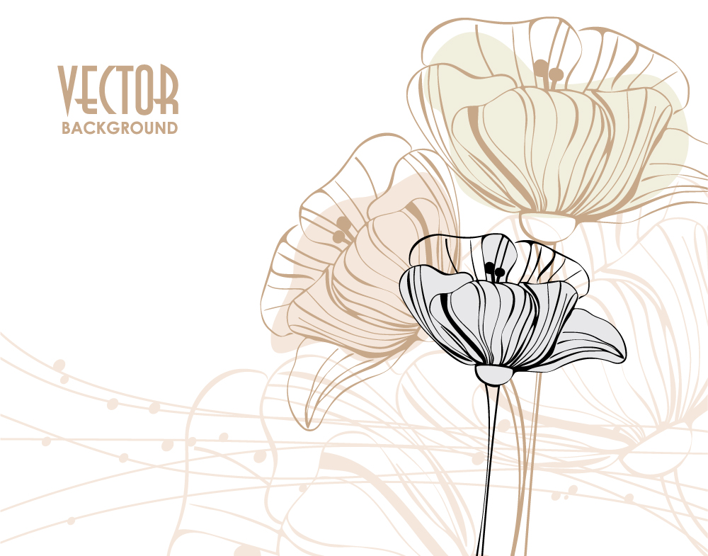 petals background handdrawn outline classical design