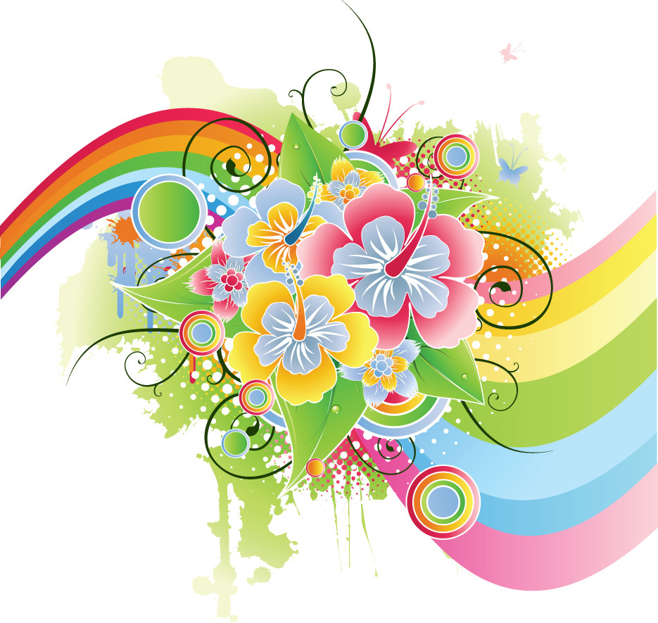 decorative background template colorful botany rainbow design