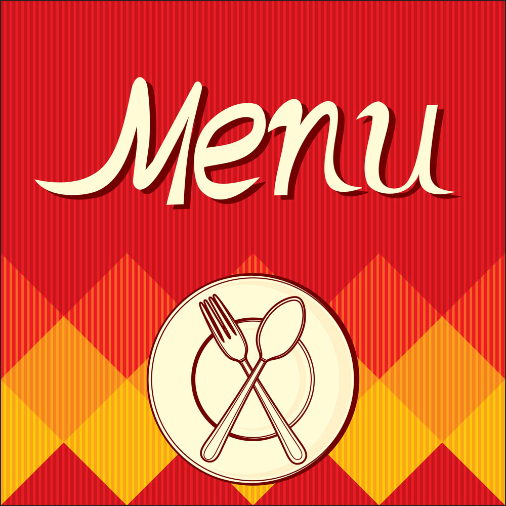 menu cover template flat dishware sketch