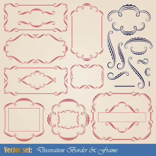 border decor elements templates elegant classic curves sketch