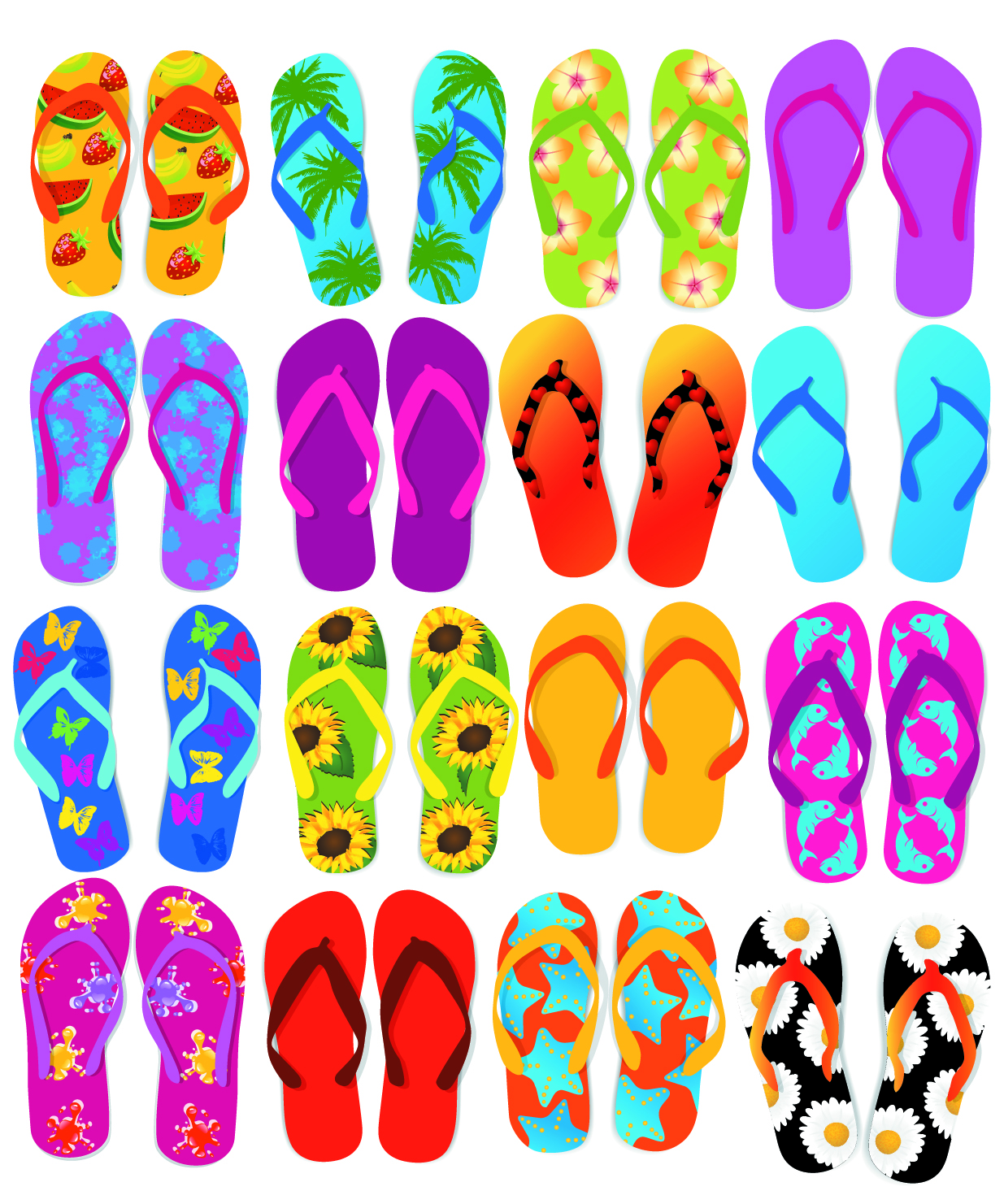 slippers background bright colorful flat design