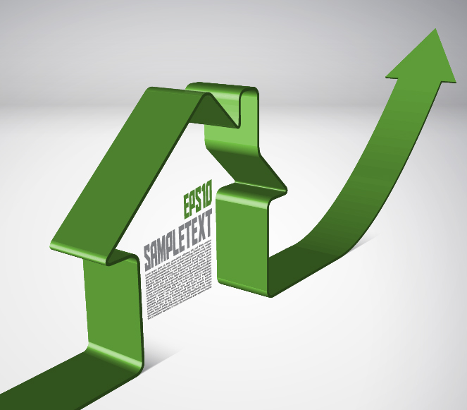 real estate market background house arrow 3d shape