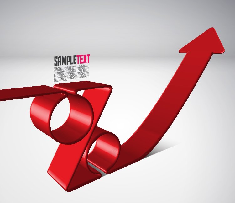 business background shiny 3d arrow percentage shapes