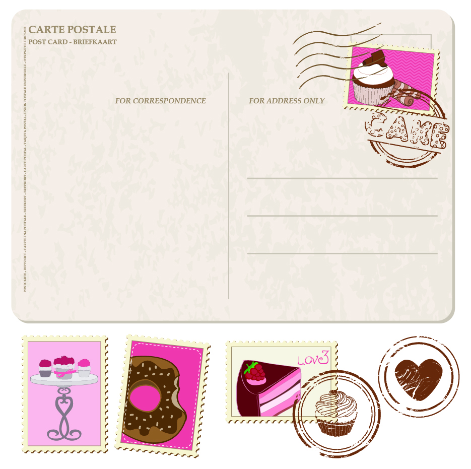 envelop stamps templates cakes decor classic design