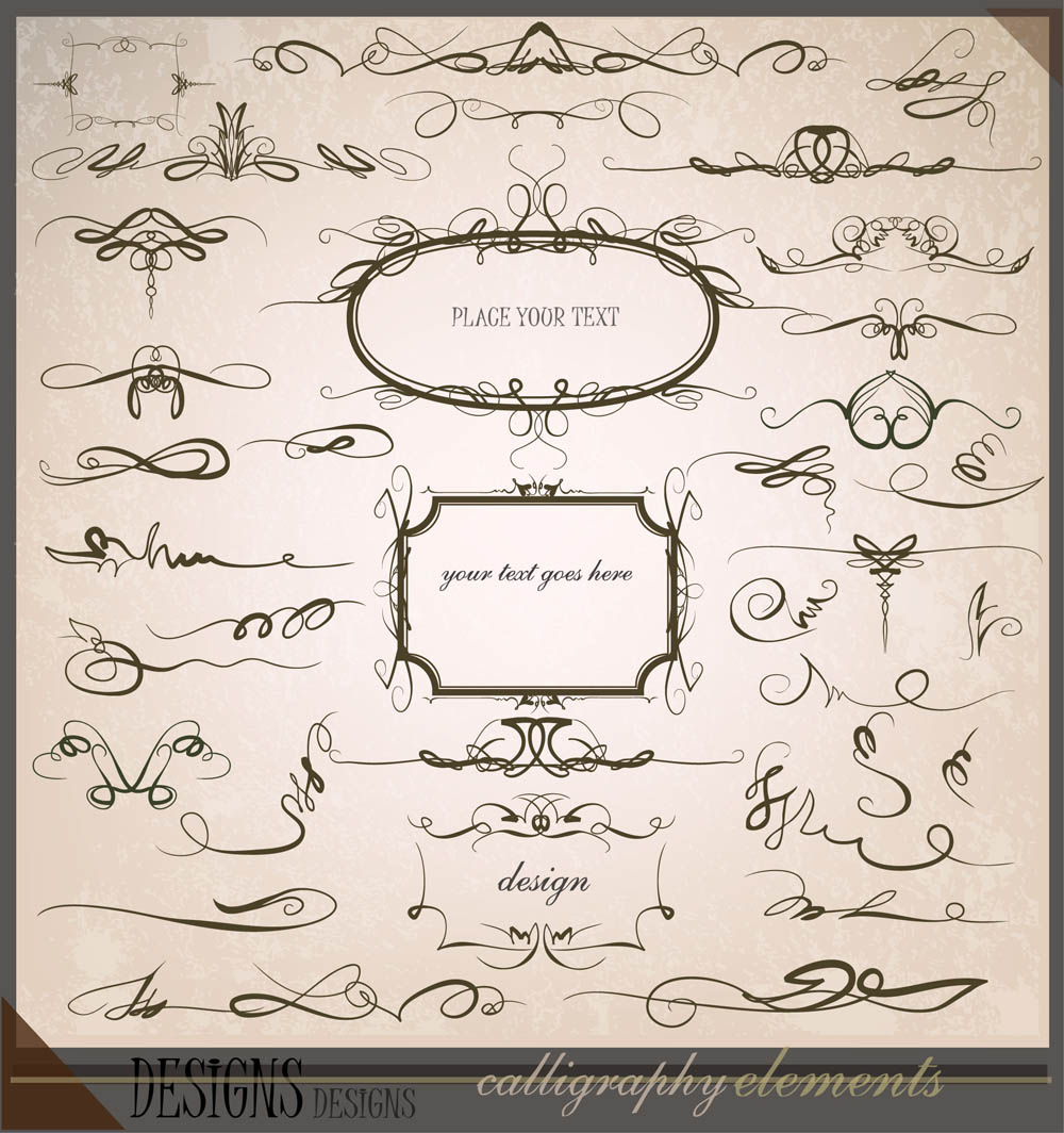 decorative templates collection classic symmetric curves sketch