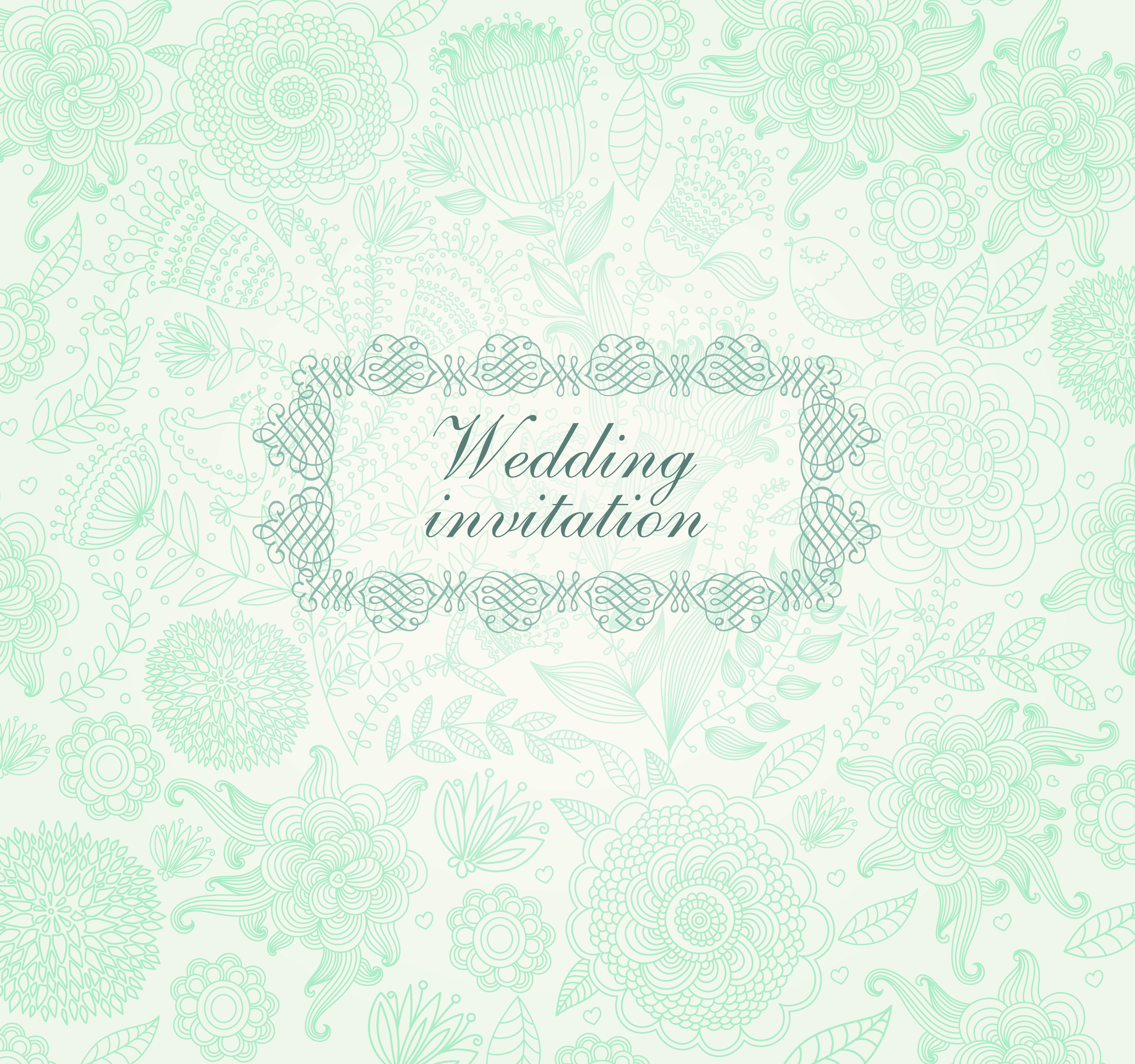 wedding card template elegant classical flat floral decor