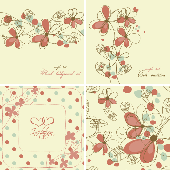 decorative card templates elegant classical handdrawn petals sketch