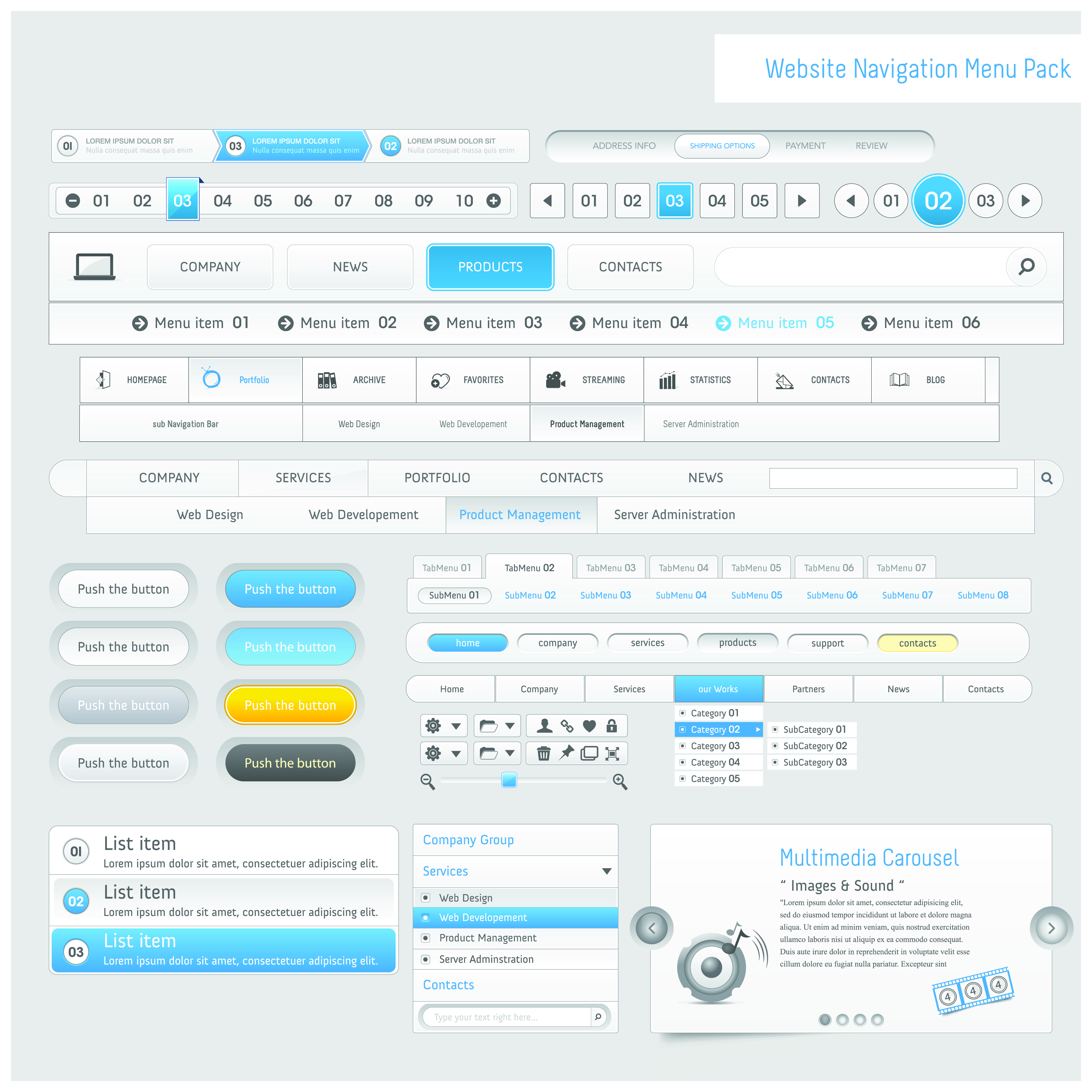 web navigation elements bright modern design