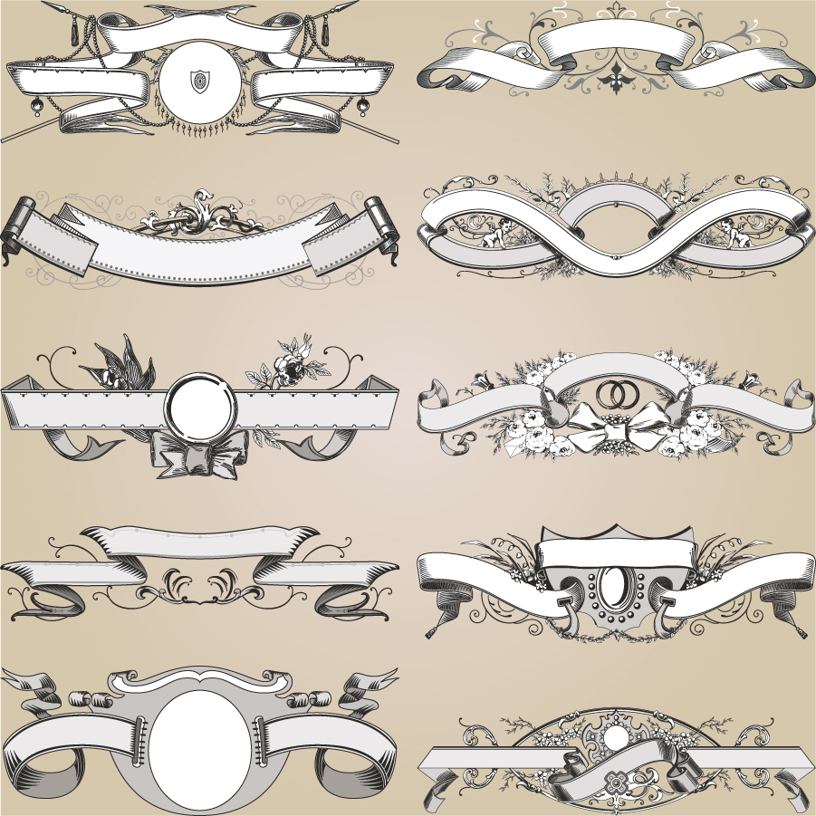 decorative ribbons templates elegant european symmetric shapes