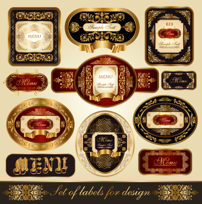 luxury labels templates shiny european retro design