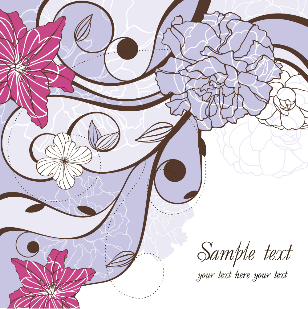 floral background template classic flat handdrawn decor