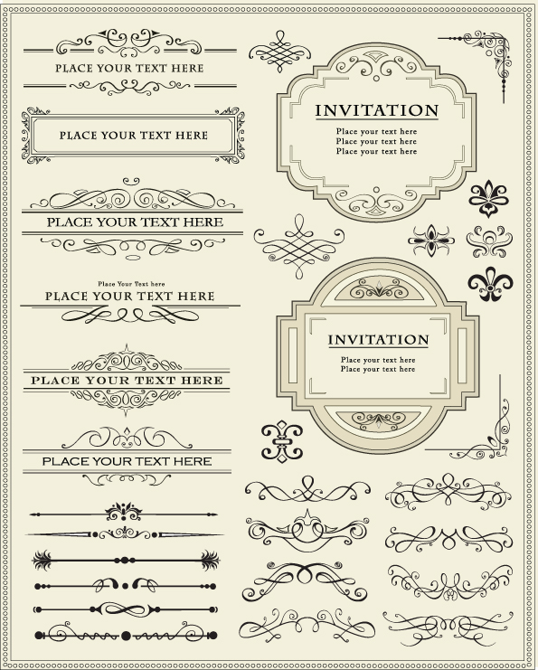 document decorative elements elegant classical symmetric shapes