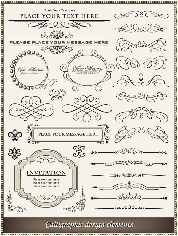 document decor elements elegant retro european symmetric shapes