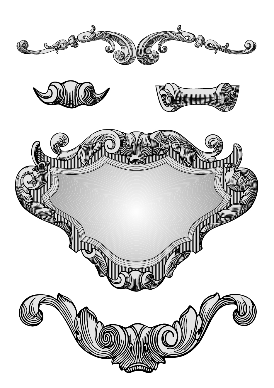 decorative elements templates elegant european symmetric shapes