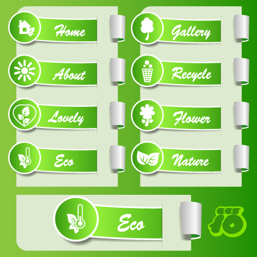 ecology labels templates shiny green 3d sketch