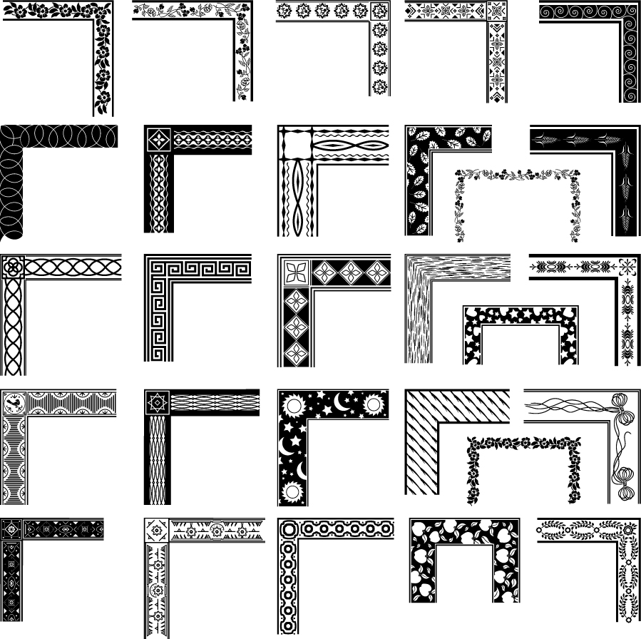 decorative frame elements templates black white retro sketch