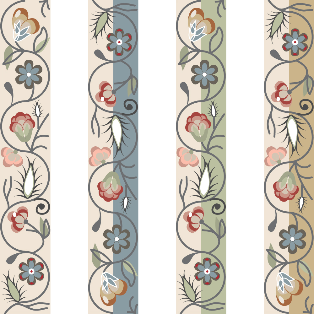 decorative pattern templates elegant colorful classic botany sketch