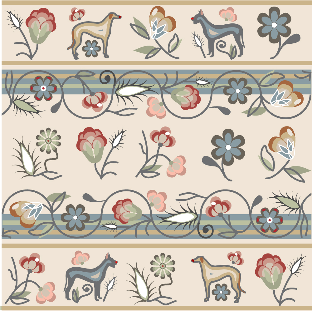 traditional pattern template colorful retro handdrawn plants animals