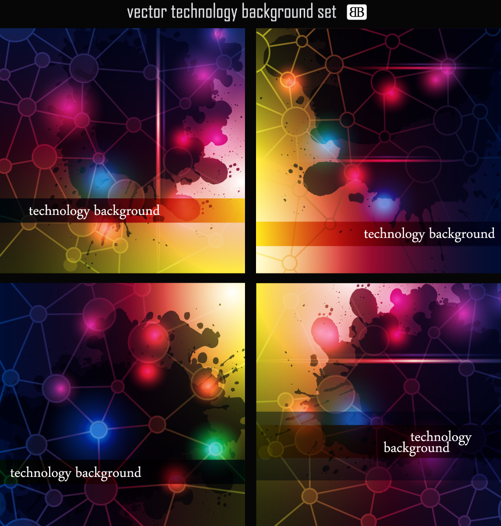 technology background templates dark colorful geometric lights decor