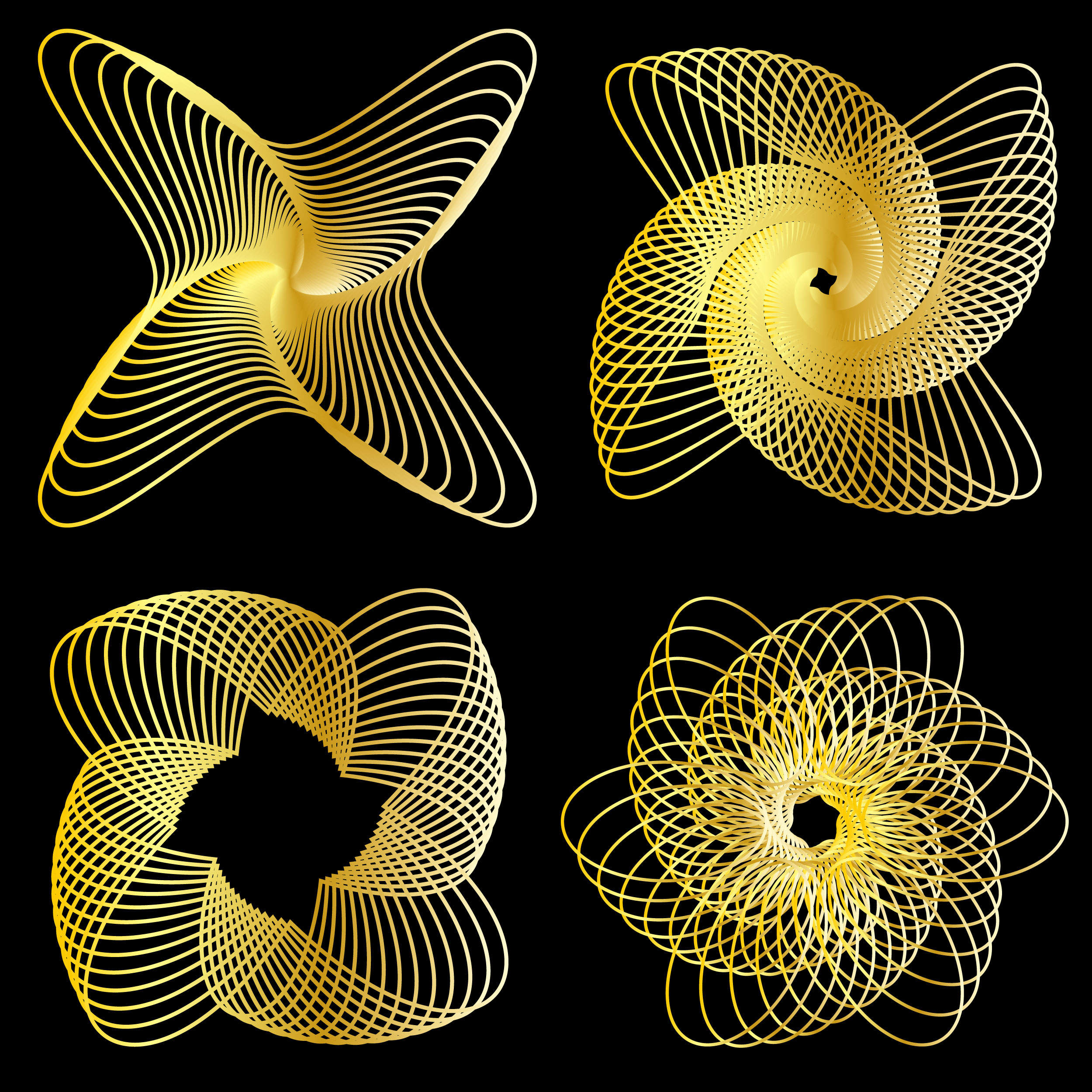 decorative elements dynamic 3d symmetric spiral twisted shapes